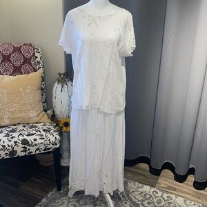 2 piece white summer skirt set